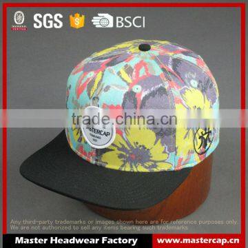 Customer high quality 6- panel snapback hat with woven lable