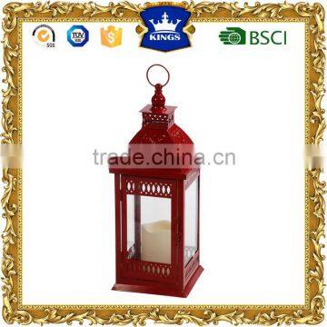 red color Led iron metal lanterns for home decoration