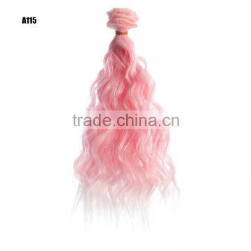 Red Ombre Wavy Hair Curly Extension Bundles for Doll photo-4