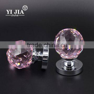 Pink classic traditional round glass Living Room 60mm door handle