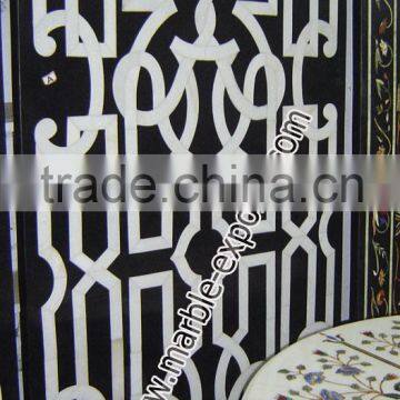 Rectangle Pietra Dura Tables, Italian Dining Tables,Stone Dining Black and White