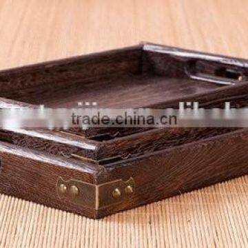 Japan Market Antique Paulownia Wood Tray,burn Wood Tray,antique Square Tray photo-2