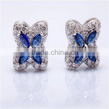 Newest Design Fashion Gold Earring, Wholesale Rhinestone Butterfly Design Italian Gold Earring