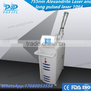 POPIPL 755nm Alexandrite Laser permanent hair removal and long pulsed laser 1064nm machine POPIPL