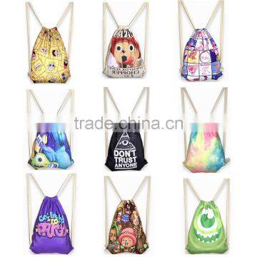 Promotional Canvas pattern printing drawstring backpack bag