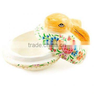 Hand Painted Decorative Easter Bunny Rabbit Wooden Figurine photo-2