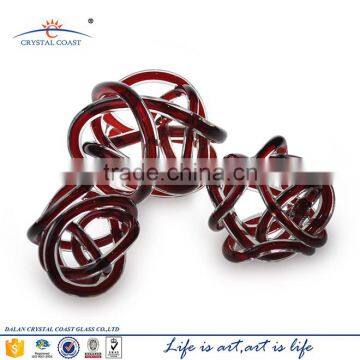 Mid Century Hand Crafted Monder Glass Rope Knot Paper Wieght Sculptural Decor Art Craft photo-4