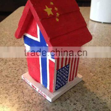 Small Handmade Decorative Wood Craft Bird House Model Wholesale photo-2