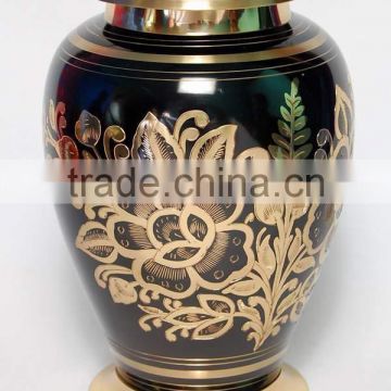 Cremation Urn With Brass Engraving flower