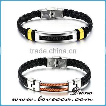 Leather jewelry wholesale mens black wrap leather bracelet