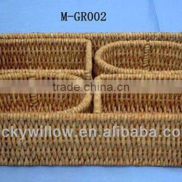 5 pcs set square and round sea grass basket & straw basket