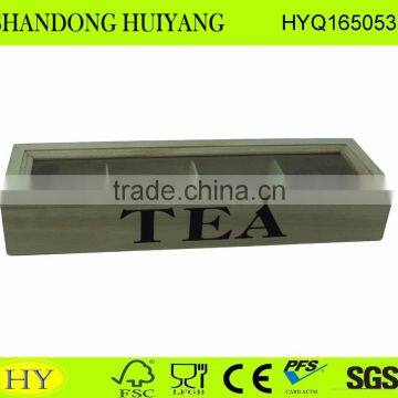 wholesale unfinished tea wooden box with 4 compartments