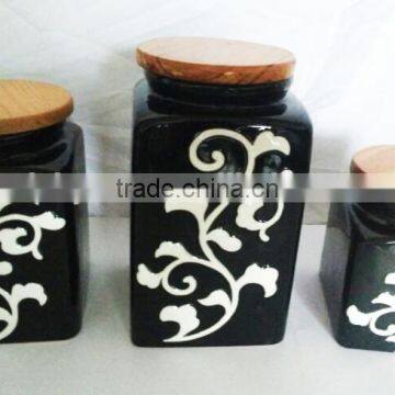 Ceramic Black Relief Sculpture Storage Jar With Silicone Seal photo-5