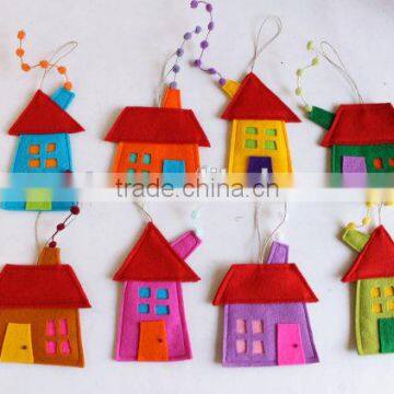 House Ornaments Decoration Set of Eight Felt House for Wall Hanging photo-2
