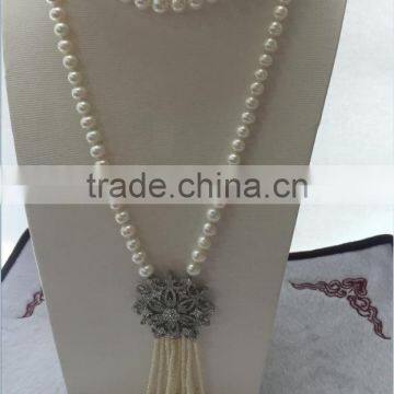 long 7-8mm white freshwater pearls necklace