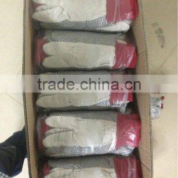 DDSAFETY 2017 Red Knit Wrist Canvas Working Safety Glove High Quality White Polka Dot Glove photo-5