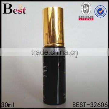 30ml Cosmetic Lotion Screen Printing Black Glass Bottle Gold Aluminum Pump and Cap China Suppliers photo-5