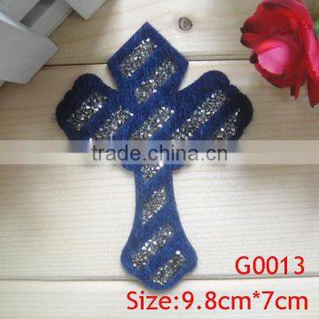 cheap Wholesale Fashion blue downy cross hotfix For Garment