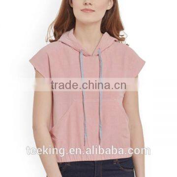 high quality pink hooded t-shirt for women