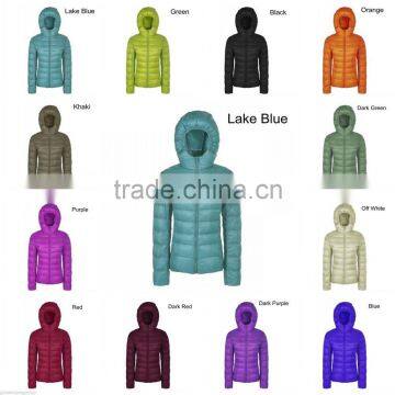 colorful Hoodie down jacket/women puffer jacket/light weight compact jacket