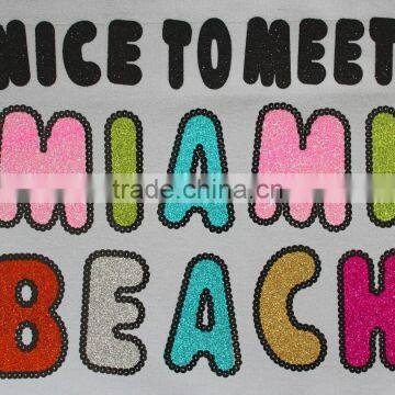 custom Miami Beach motif,holofoil and new glitter motif for garment