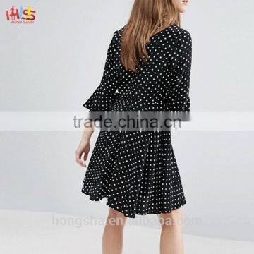 Women Vintage Dresses 2016 Top Quality Petite Polka Dot Fluted Sleeve Dress HSd7247 photo-3