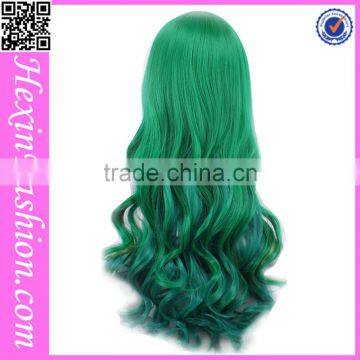 New Arrival 68 CM Loose Wave Green Silk Wig Cap photo-3
