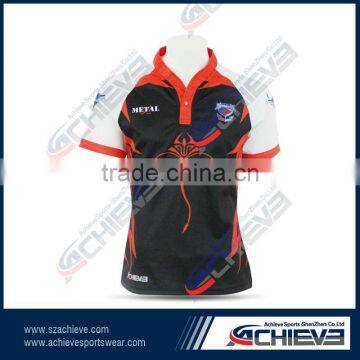 2014 100% Polyester custom made sublimated rugby jersey rugby top