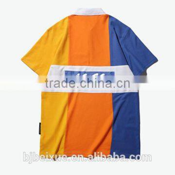 Short Sleeve Cotton Color Combination New Design Logo Print Polo Shirt photo-2