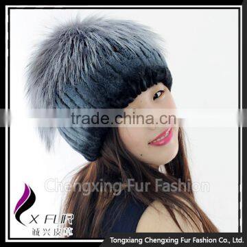 CX-C-244G 2016 New Products Hot Sale Handknitted Rex Rabbit Fur Cap Hat photo-3