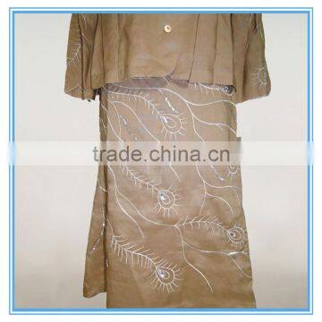 Women Embroidery Linen Elegant Skirt Suit Formal Skirt And Blouse Apparel 2016 photo-3