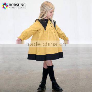 Old European Style Frock Designs Long Sleeve Yellow Fancy Dresses Ruffler Dress Designs For Girls Kids Clothes