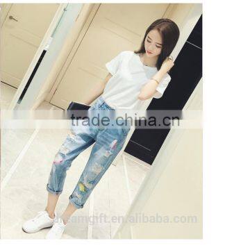 Simple Clothing Hole Torn Female Jeans Women's Cool Denim Pants Straight Jeans for Girl Vintage Casual Pants photo-3