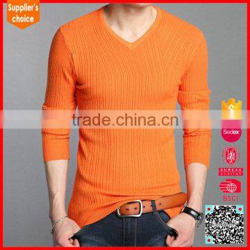 Latest Style 100% Cotton Mens Popular Sweaters v Neck Ribbed Sweater photo-3