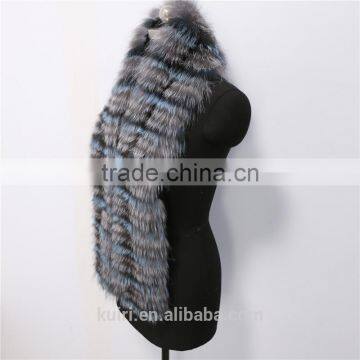 Super Long 150cm Winter Trendy Real Fox Fur Scarves Long Fox Fur Muffler Black and White Striped Fox Fur Scarf Zebra Scarves photo-5