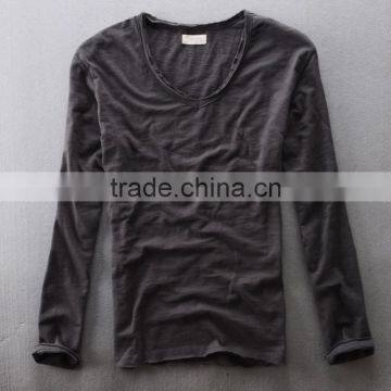 China WholesaleLong Sleeve White100% Cotton Blank T Shirt For Men photo-3