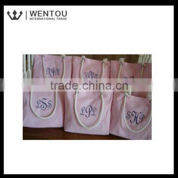 Personalized Custom Monogrammed Cotton Seersucker Tote Bag photo-4