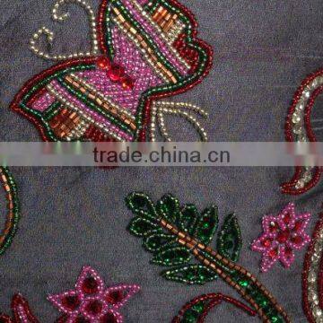 Grey Decorative Pillow With Butterfly Embroidery, Throw Pillow, Sequins & Bead Embroidery Pillow, Grey Home DECOR photo-2