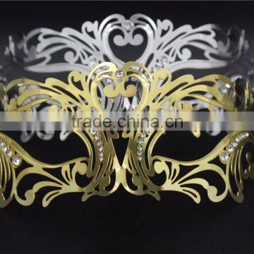 Venetian Black Metal Filigree Masquerade Mask with Diamantes Halloween