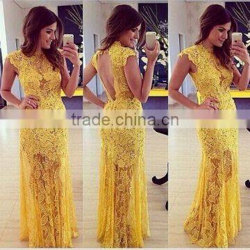 Fast Delivery Elegant Sleeveless Beaded Women Party Wear Long Evening Dress