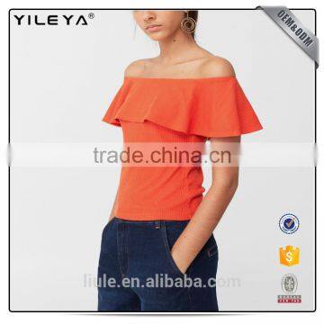 New Arrivals Fashion Striped Ruffled Trim Accordion Pleated Mature Ladies Blouse photo-2