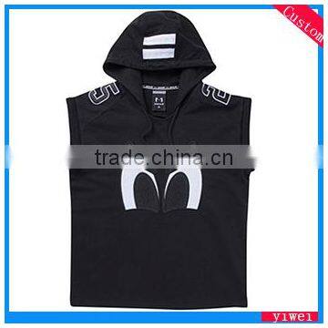 Custom embroidered hoodies sleeveless sweatshirt hoody pullover