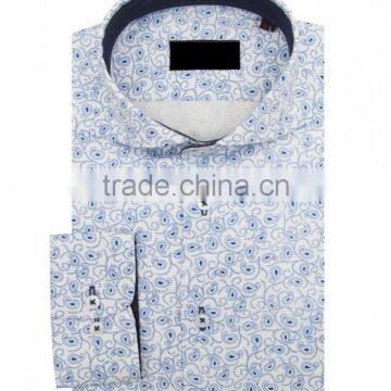 2016 FIRENZE SATIN WHITE LIGHT BLUE French Collar high quality shirts long sleeve men shirt