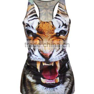 Small MOQ Cheap Animal Tiger 3D Printed Sleeveless Garment Ladies