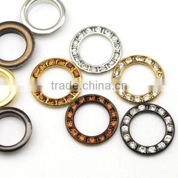 5 Colors 22mm Big Round Metal Brass Rhinestone Eyelets Crystal Diamond Grommets Glass Eyelets RE-22mm photo-3