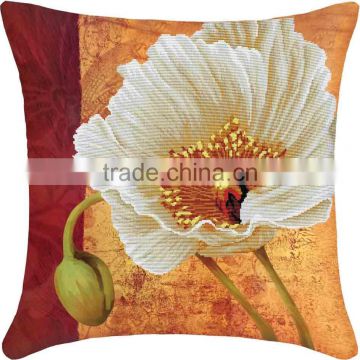 OEM Available Multicolor Flower Pattern Square Throw Pillow Cotton Cross Stitch