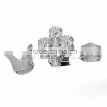 Custom Hook Clasps For Leather Rope Bracelet Skull Halloween Silver Tone 25mm x20mm 17mm x15mm 12mm x9mm2 Sets