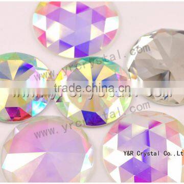 Round Crystal AB Flat Back Glass Mirror Stones for Wall