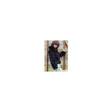 piced together rabbit fur with fox fur collar jacket s-609-1