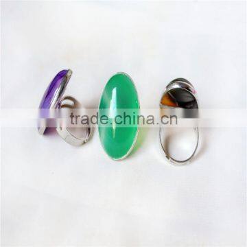 Natural Stone Agate Jade Egg Oval Pendant Ring